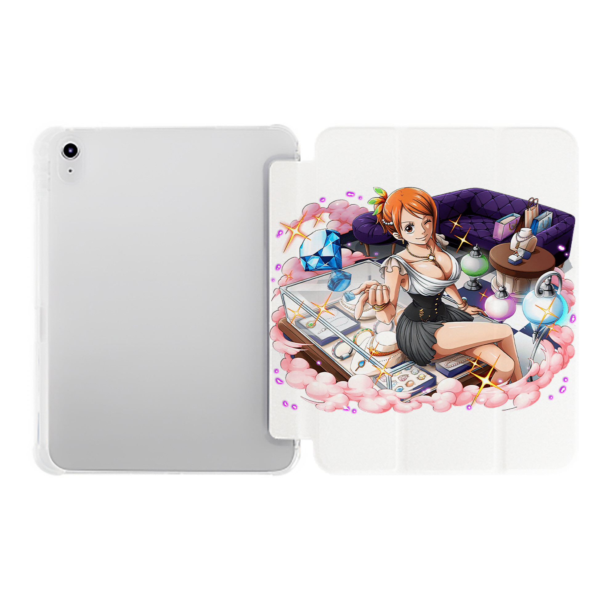 （画像用） ワンピース ナミ ONE PIECE Nami IPad ケース ペン収納付き 三つ折りスタンド PUレザー×シリコン 対応機種9.5/10.5/10.9インチ